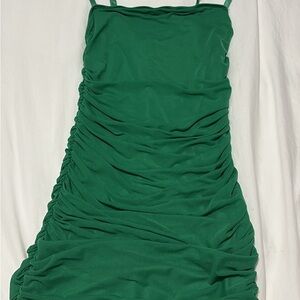 SHEIN Green Ruched Mini Dress